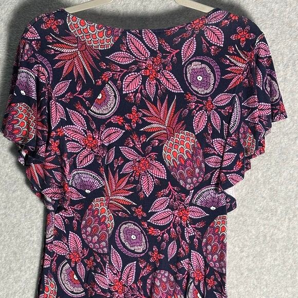 Tommy Bahama Sz S Pineapple Of My Eye‎ Flutter Sleeve Fit & Flare Dress Stretchy - Picture 9 of 11